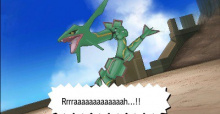 In Pokémon Omega Rubin und Pokémon Alpha Saphir kann Rayquaza eine Mega-Entwicklung durchführen