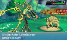 In Pokémon Omega Rubin und Pokémon Alpha Saphir kann Rayquaza eine Mega-Entwicklung durchführen