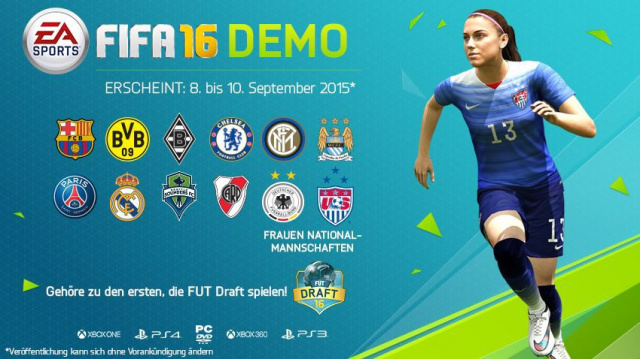 FIFA 16-Demo kommt mit zehn Club-Teams, zwei Frauen-Nationalmannschaften und FUT-DraftNews - Spiele-News  |  DLH.NET The Gaming People